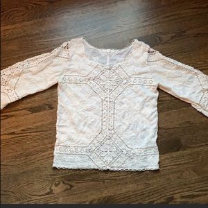 Lace cream top. 3/4 sleeves.